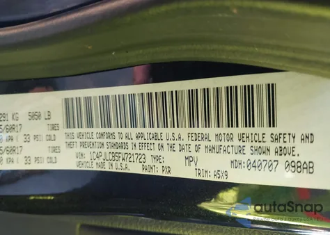 2015 Jeep Cherokee Latitude z USA, uszkodzony, nr VIN 1C4PJLCB5FW721723